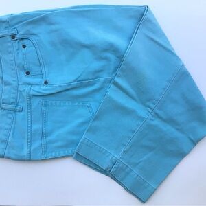 LLBean Womens Capris Jeans Size 16 Reg Straight Leg Fit Sea Foam Green/Teal